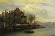 evening mood in a dutch harbour